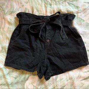American eagle black paper bag tie Jean shorts